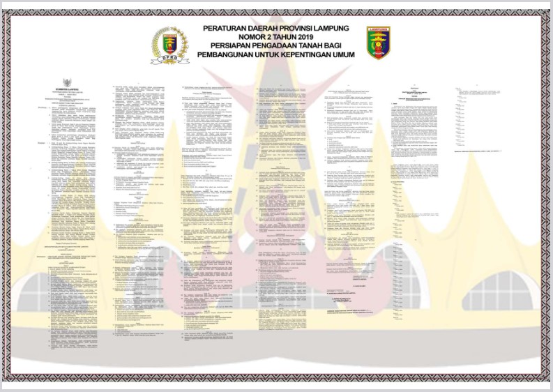 Perda Provinsi Lampung Nomor 2 Tahun 2019 Tentang Persiapan Pengadaan Tanah Bagi Pembangunan untuk Kepentingan Umum