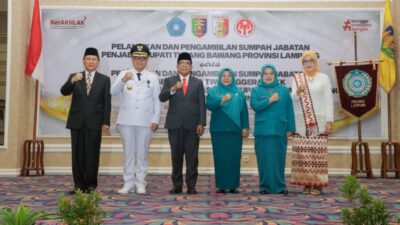 Maidawati Retnoningsih Samsudin Lantik dan Kukuhkan Feby Levarina sebagai Pj TP PKK dan Ketua Dekranasda Tubaba