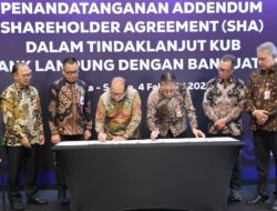 Pemprov Lampung Tanda Tangani Addendum Shareholder Agreement sebagai Tindak Lanjut KUB Bank Lampung dengan Bank Jatim