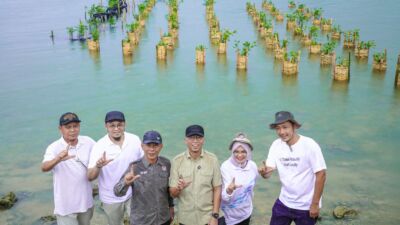 Gubernur Mirza Lakukan Penanaman Mangrove dan Pemasangan Appostrap di Pantai Pesisir Teluk Pandan