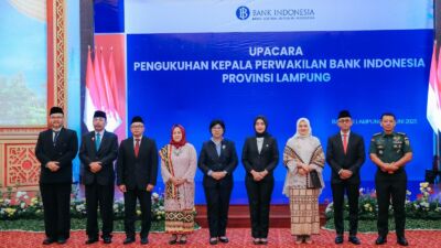 Pengukuhan Kepala BI Lampung, Pemprov Apresiasi Peran BI dalam Jaga Inflasi, Dukung UMKM dan Digitalisasi Ekonomi